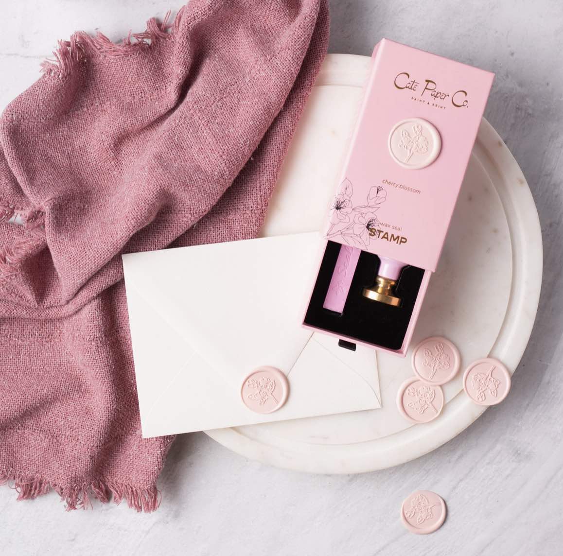 Cate Paper Co - Wax Seal Stamp and Wax Stick Set – Cherry Blossom