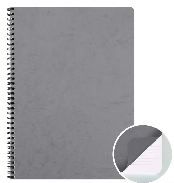 Clairefontaine Age-Bag Wirebound Notebook Lined+Margin A4 - Grey - 100 Pages