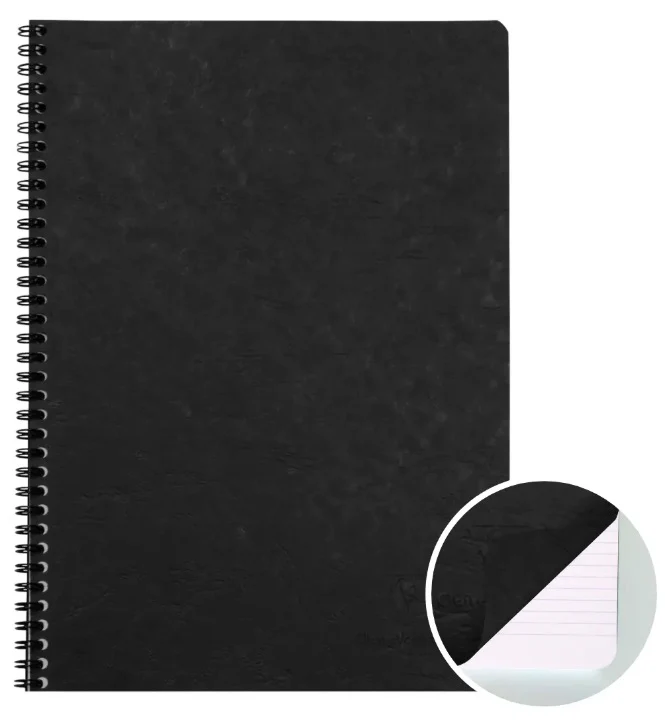 Clairefontaine Age-Bag Wirebound Notebook Lined Medium - Black A4 - 100 pages
