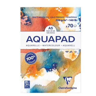 Clairefontaine Goldline Aqua 300G Medium fine grain A5 70 Sheets White