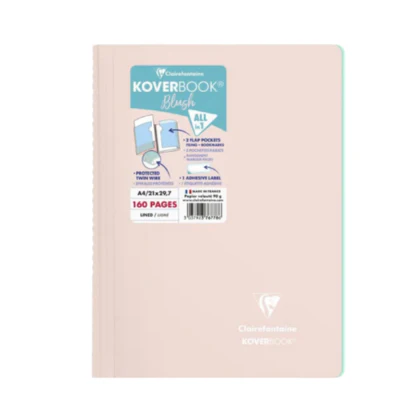 Clairefontaine Koverbook Blush Polypro Wirebound Notebook Lined -Powder Pink- A4 160 pages
