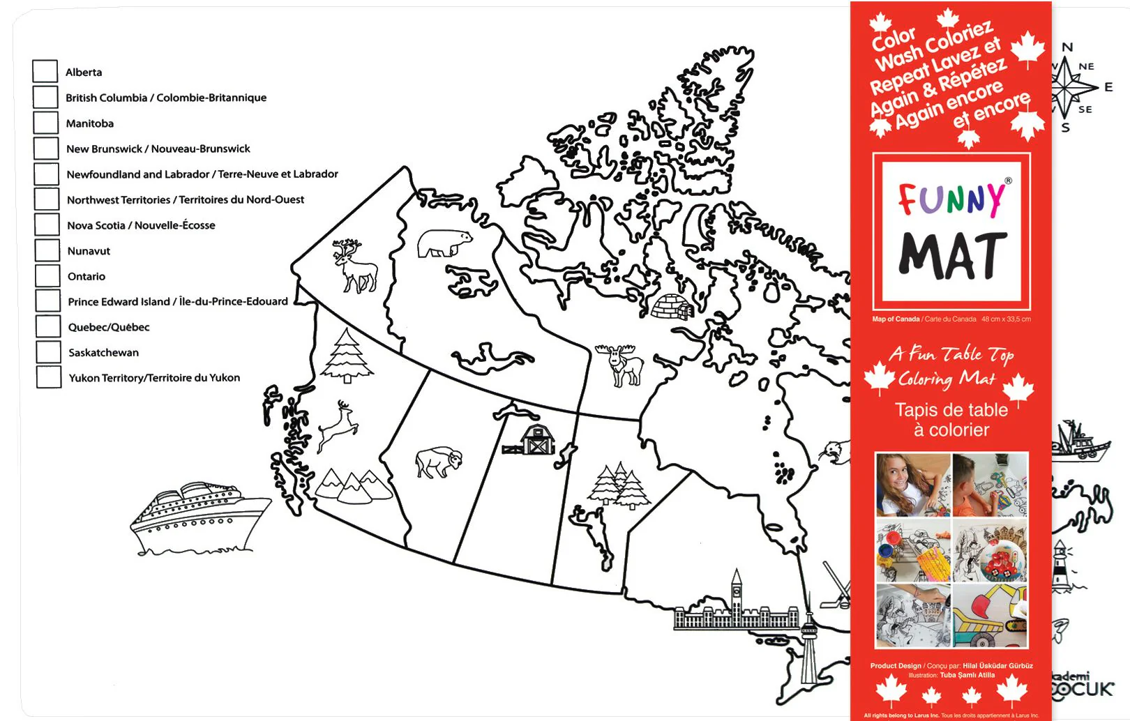 Funny MAT A Fun Table Top Coloring Mat - Canada (White, Single)