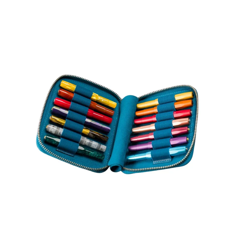 Galen Leather - Collector Pen Case for 14 Kaweco Pens - Crazy Horse Ocean Blue
