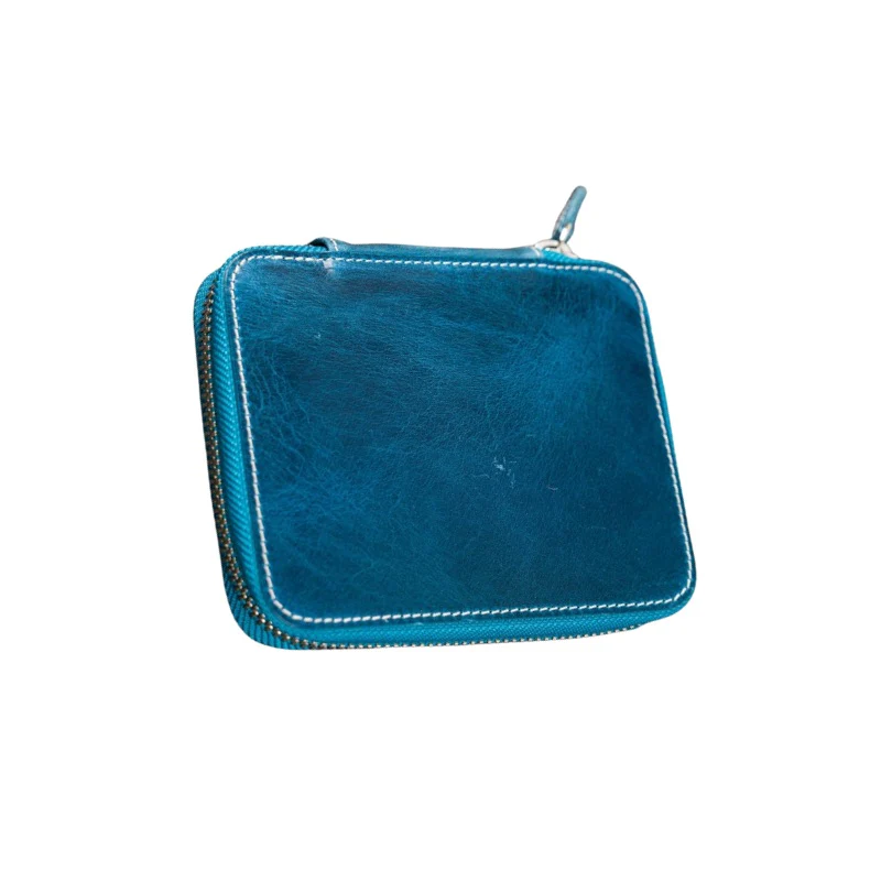 Galen Leather - Collector Pen Case for 14 Kaweco Pens - Crazy Horse Ocean Blue - Image 2