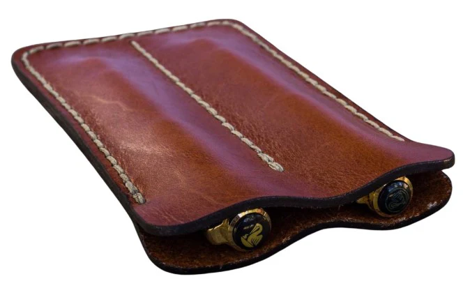 Galen Leather Double Fountain Pen Sleeve / Pen Pouch - Brown