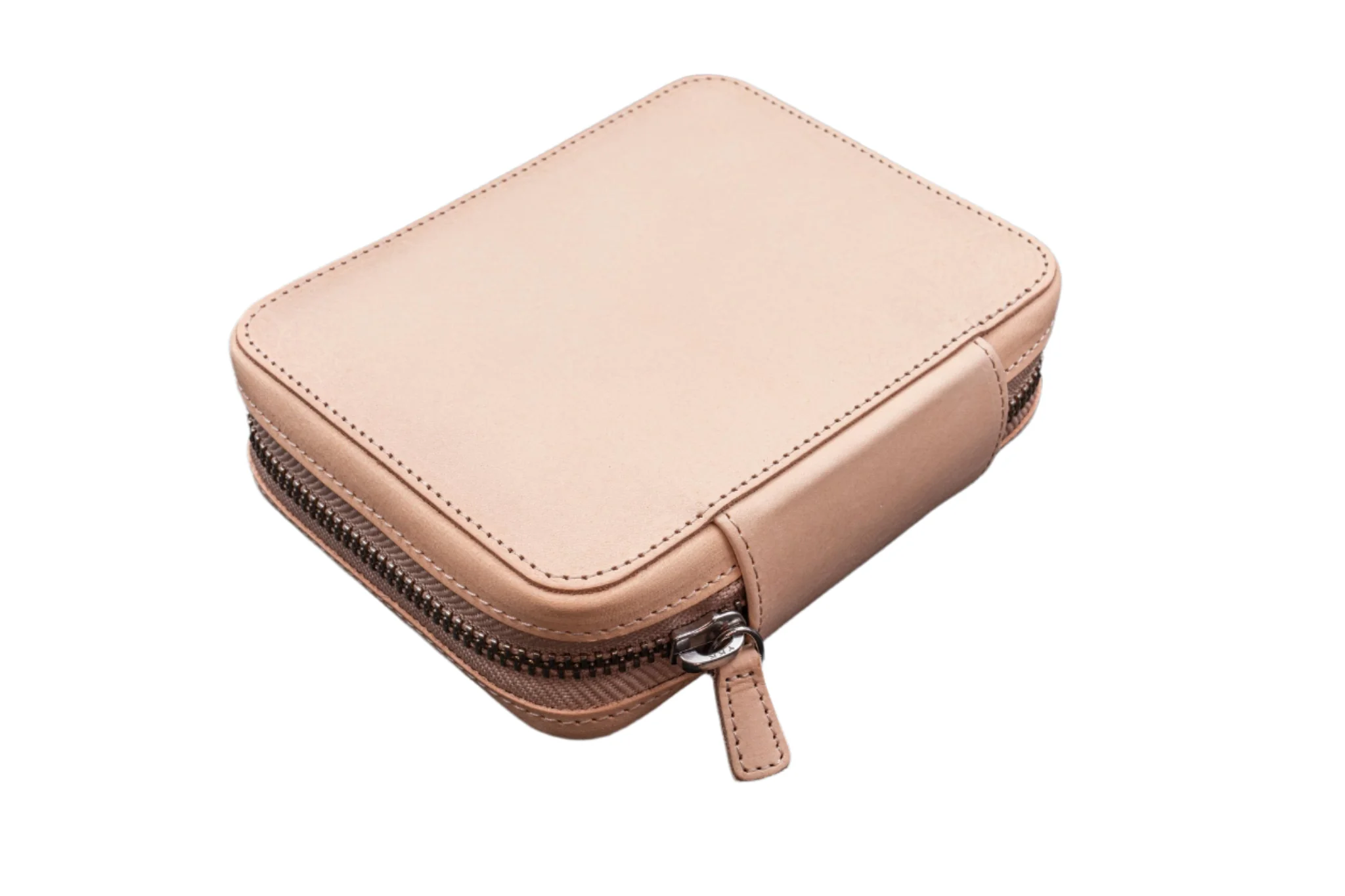 Galen Leather Expansi-Pouch Leather Wide 10 Slots Pen Case - A6 Zip Folio - Undyed - Image 2