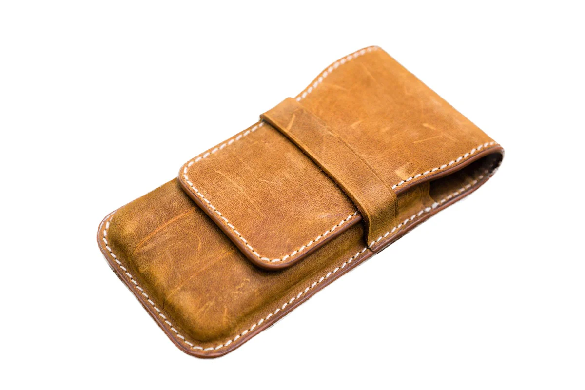 Galen Leather - Leather Flap Pen Case for Three Pens - Crazy Horse Brown - Image 2
