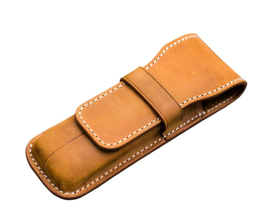 Galen Leather - Leather Flap Pen Case for Two Pens - Crazy Horse Brown - Image 2