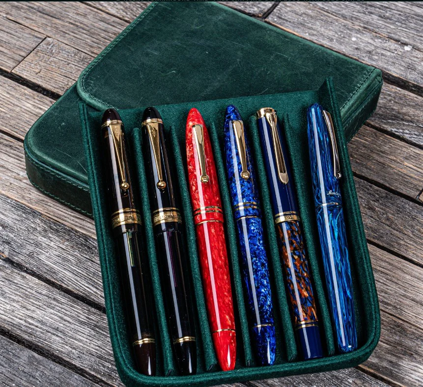 Galen Leather - Leather Magnum Opus 6 Slots Hard Pen Case with Removable Pen Tray - Crazy Horse Forest Green - Image 3