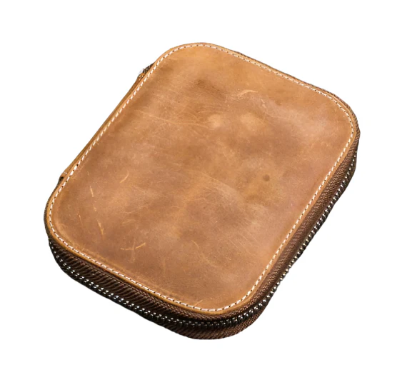 Galen Leather - Leather Zippered 10 Slot Pen Case - Crazy Horse Brown - Image 2