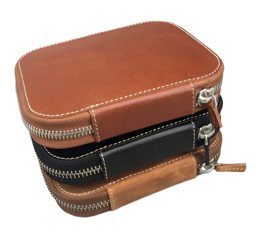 Galen Leather - Leather Zippered 10 Slot Pen Case - Crazy Horse Brown - Image 3
