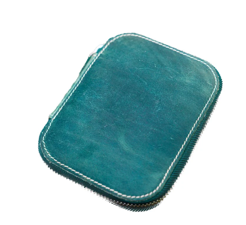 Galen Leather - Leather Zippered 10 Slot Pen Case - Crazy Horse Forest Green - Image 2