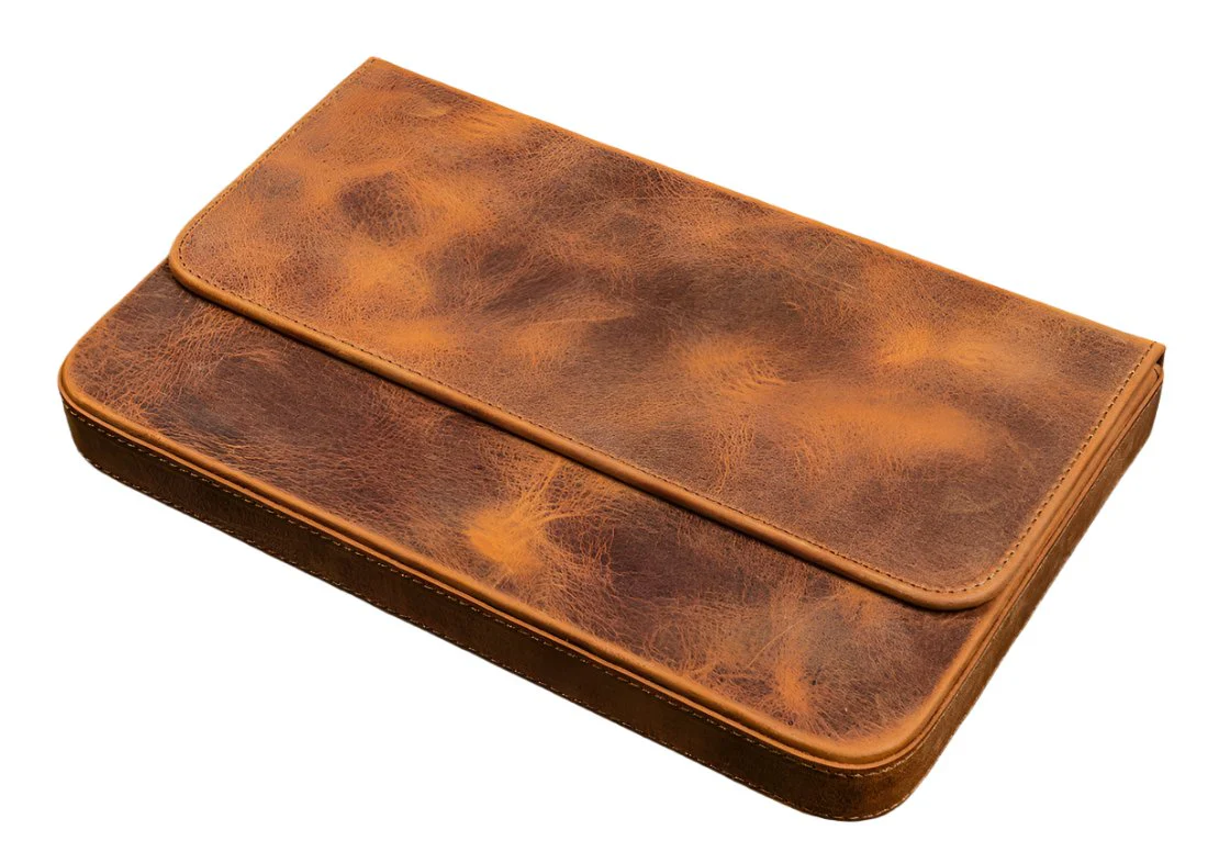 Galen Leather Magnum Opus 12 Slots Hard Pen Case with Removable Pen Tray - Crazy Horse Brown - Image 2