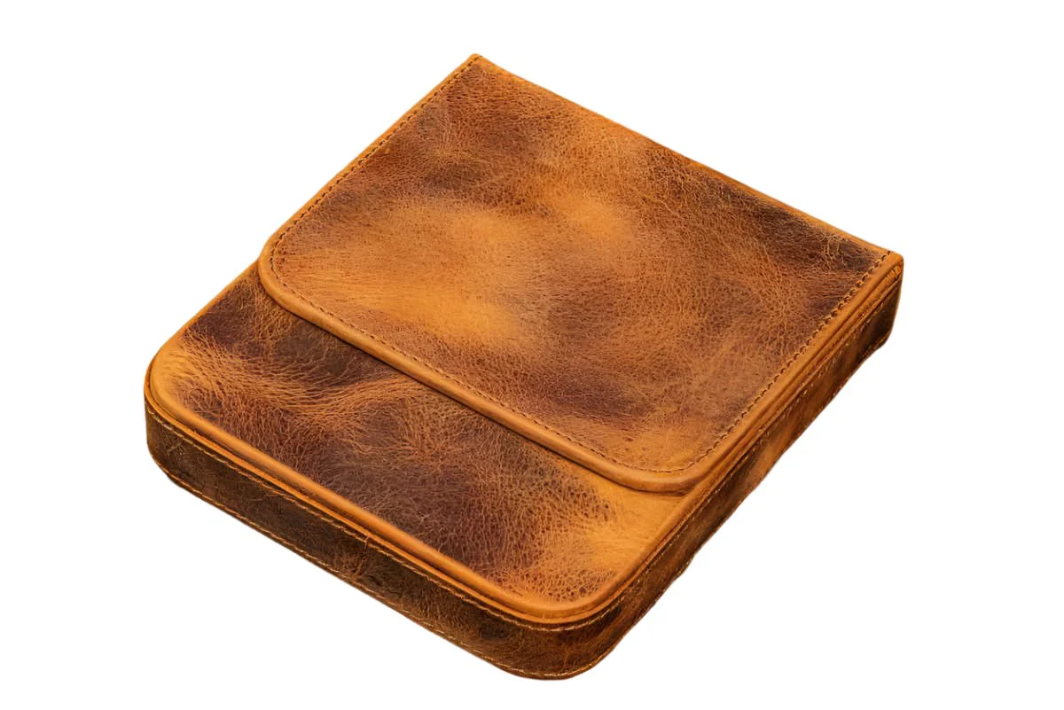 Galen Leather Magnum Opus 6 Slots Hard Pen Case with Removable Pen Tray - C.H. Brown - Image 2