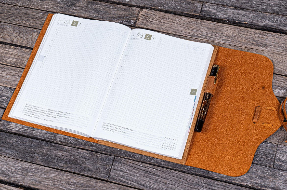 Galen Leather - Refillable Leather Wrap Journal/ Planner Cover A5 - Crazy Horse Brown - Image 2