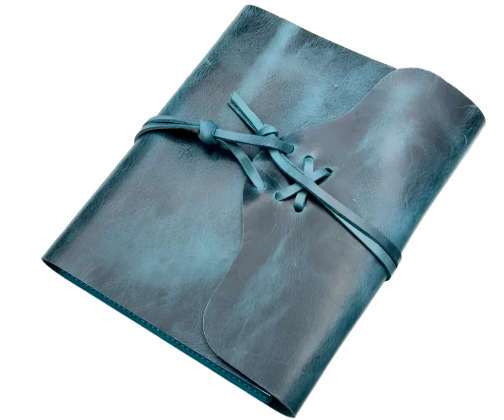 Galen Leather Refillable Leather Wrap Journal / Planner Cover - C H Ocean Blue
