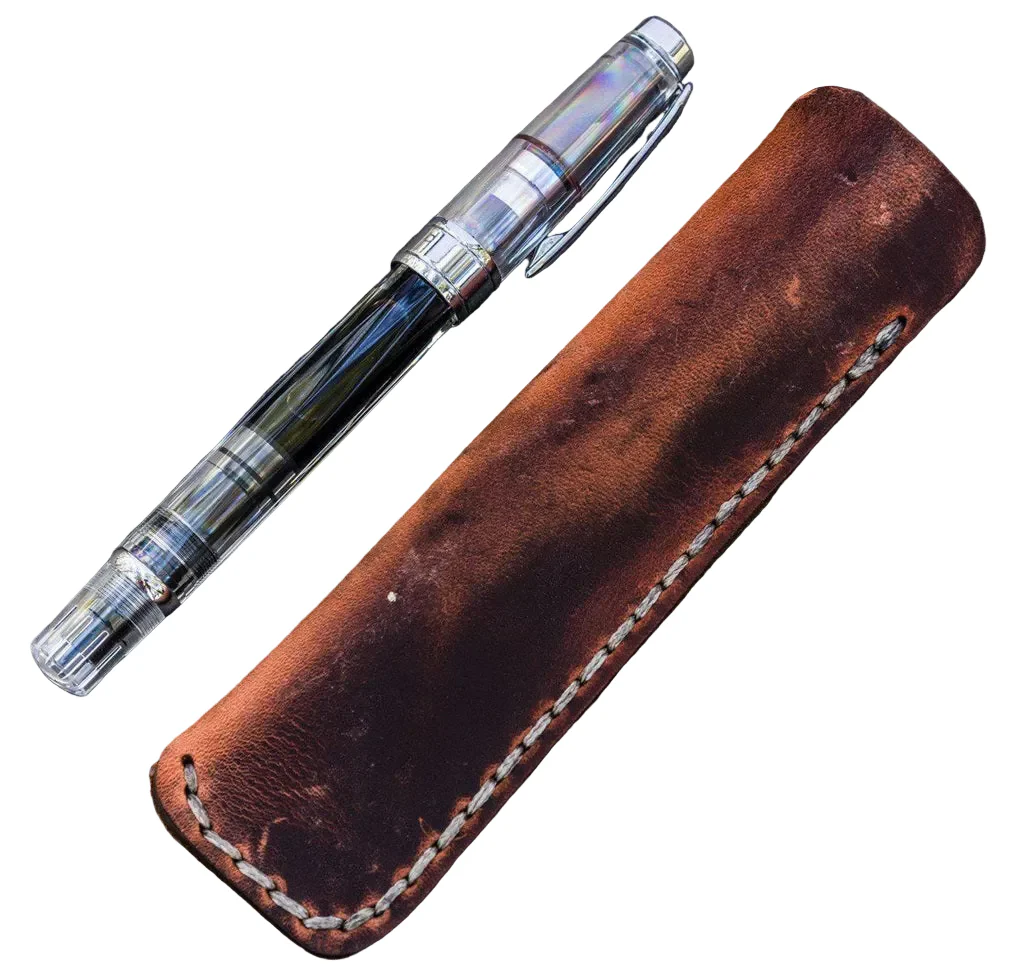 Galen Leather - Single Fountain Pen Case/Pen Pouch - Crazy Horse Orange