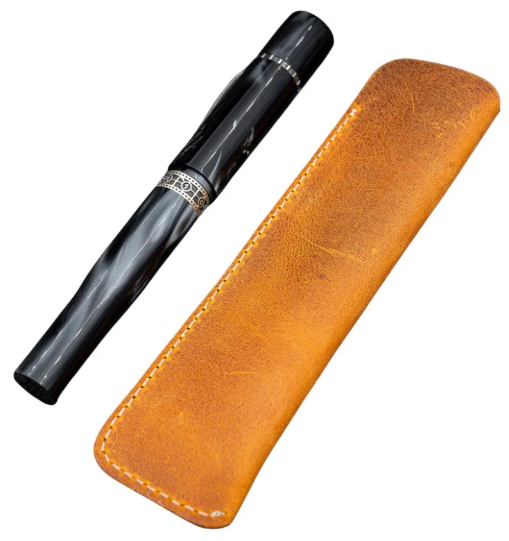 Galen Leather Single Fountain Pen Sleeve - Crazy Horse Brown