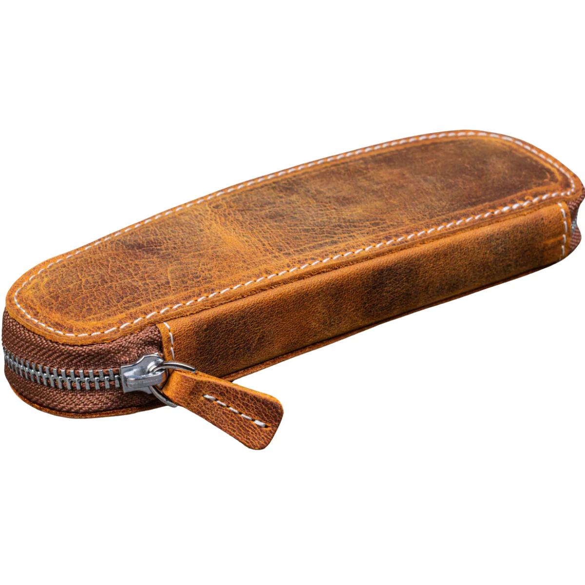 Galen Leather Zippered Duo Slim Pen Case for 2 Pens - Crazy Horse Brown - Image 2