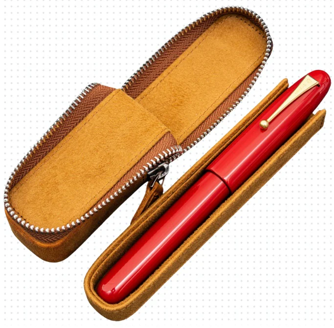 Galen Leather Zippered Magnum Opus Single Hard Pen Case for Oversized Pens & Namiki Emperor – Crazy Horse Brown - Image 2