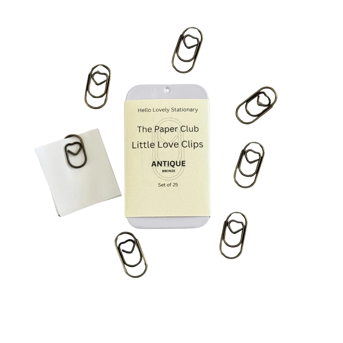 Hello Lovely Stationery — The Paper Club — Little Love Clips — Antique