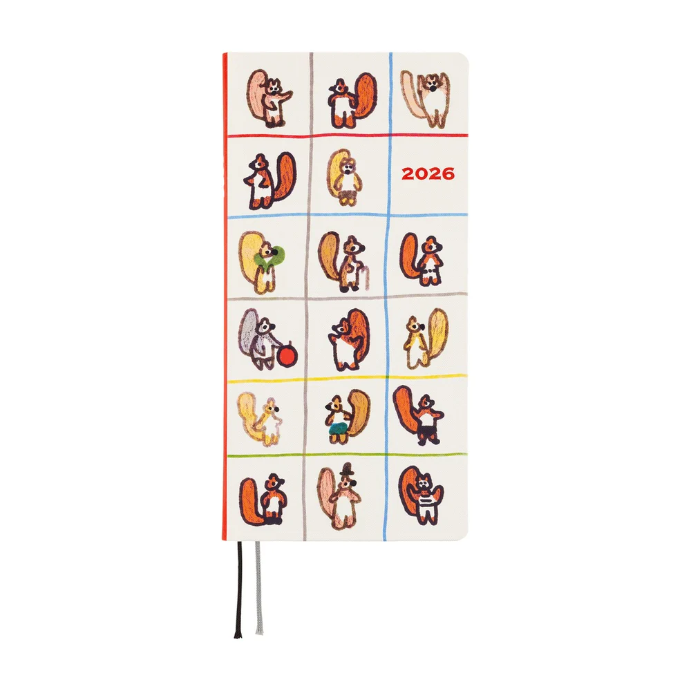 Hobonichi 2026 100%ORANGE Squirrels Moving Day Journal - English Tall & Slim January Start