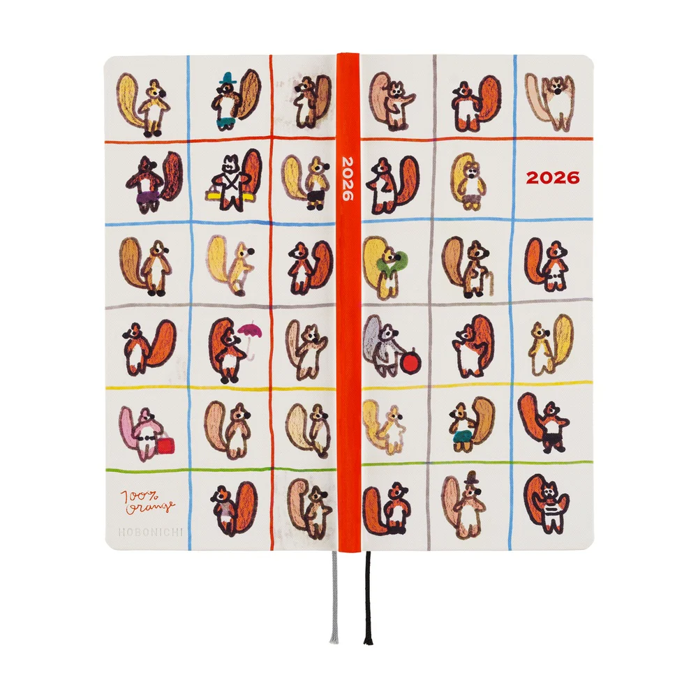 Hobonichi 2026 100%ORANGE Squirrels Moving Day Journal - English Tall & Slim January Start - Image 3