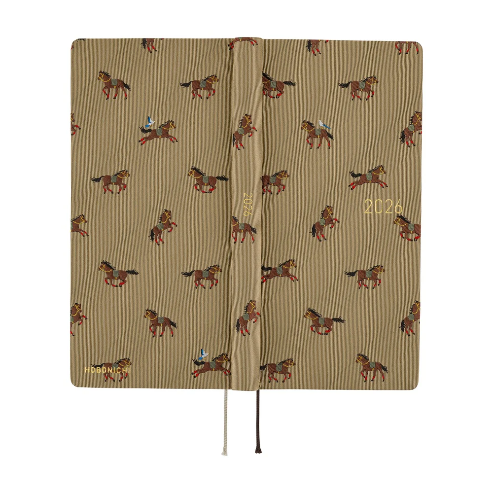 Hobonichi 2026 Bow and Tie Galloping Horses Mega Journal - English Tall & Slim January Start - Image 2