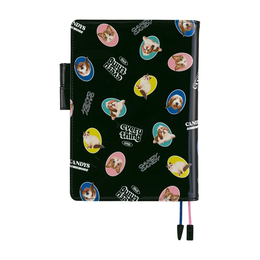 Hobonichi 2026 Candy Stripper Random Dog and Cat Black Book Cover A5 - Image 2