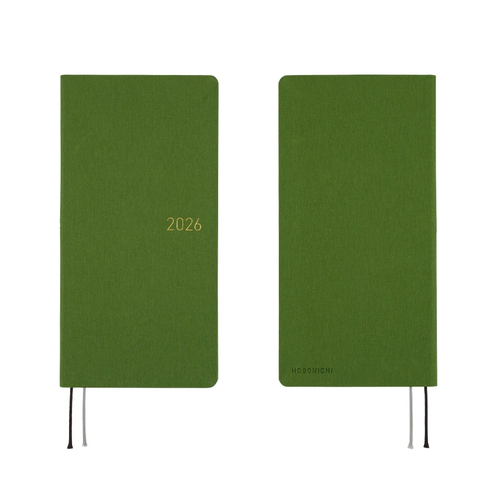 Hobonichi 2026 Colors Antique Green Journal - Mega English Tall & Slim January Start