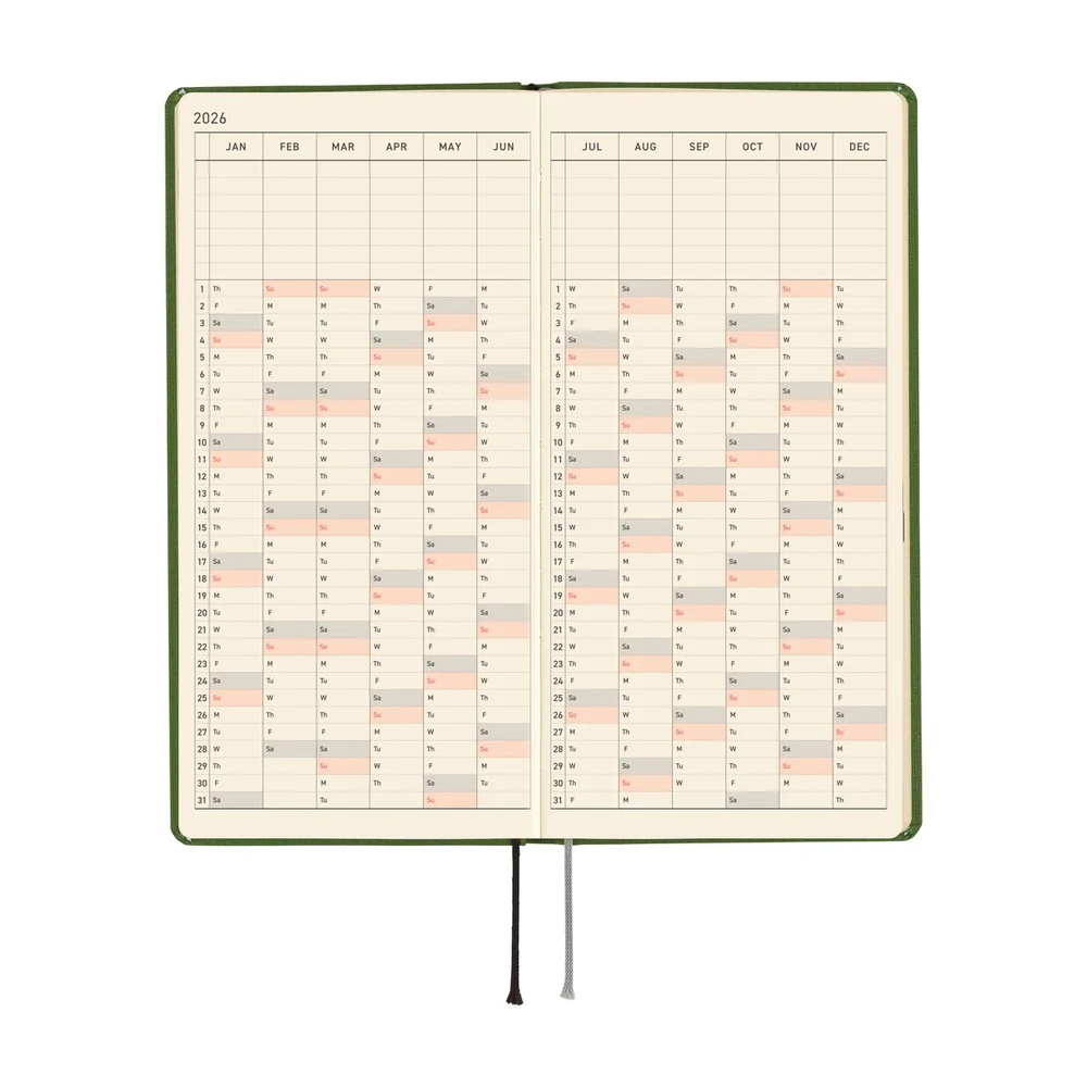 Hobonichi 2026 Colors Antique Green Journal - Mega English Tall & Slim January Start - Image 4