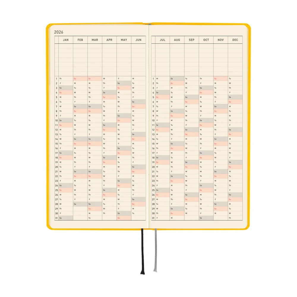 Hobonichi 2026 Colors Full Moon Yellow Journal - Mega English Tall & Slim January Start - Image 6