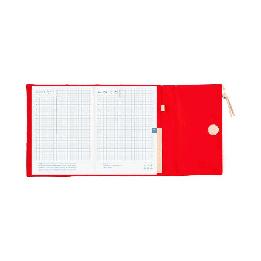 Hobonichi 2026 Cover Tragen in Red Tri-Fold with Magnetic Closure - A5 Cousin - Image 3