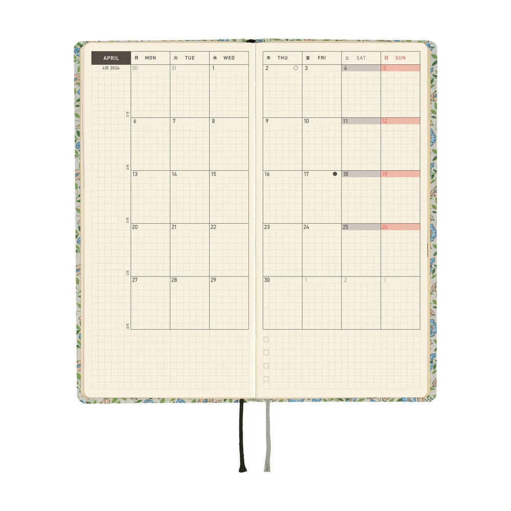 Hobonichi 2026 Liberty Fabrics Sasha Kiora Journal - English Tall & Slim January Start - Image 3