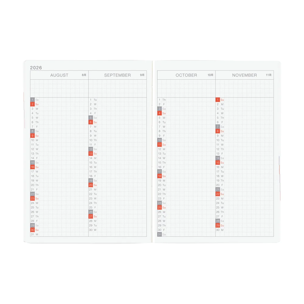 Hobonichi 2026 Paper Series Black Gingham Journal A6 HON - English January Start - Image 6