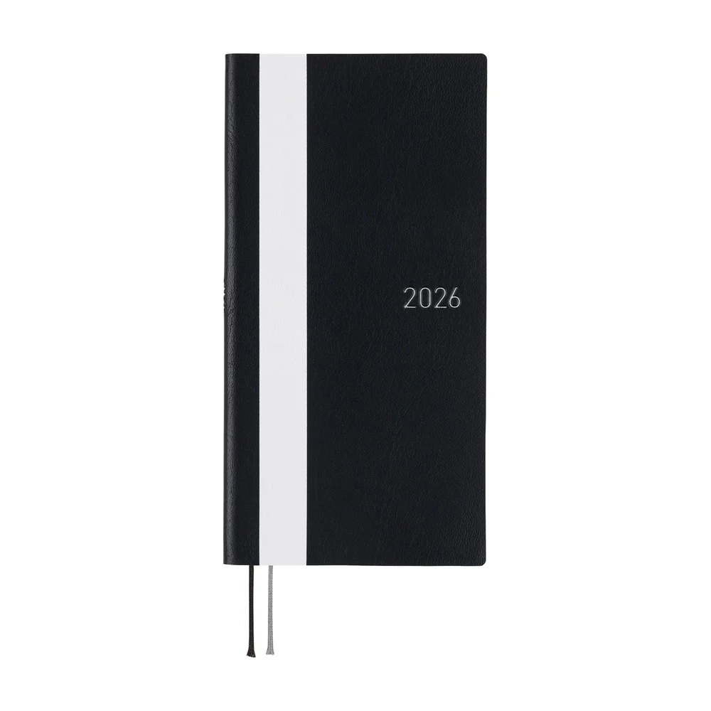 Hobonichi 2026 White Line Black Journal - English Tall & Slim January Start