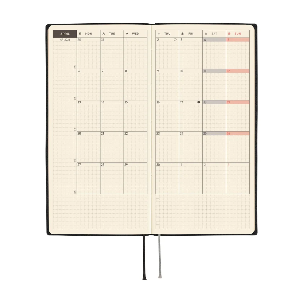 Hobonichi 2026 White Line Black Journal - English Tall & Slim January Start - Image 4