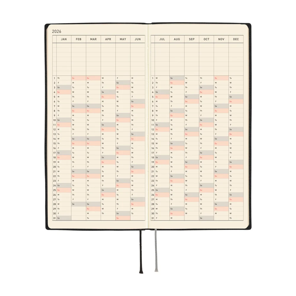 Hobonichi 2026 White Line Black Journal - English Tall & Slim January Start - Image 6