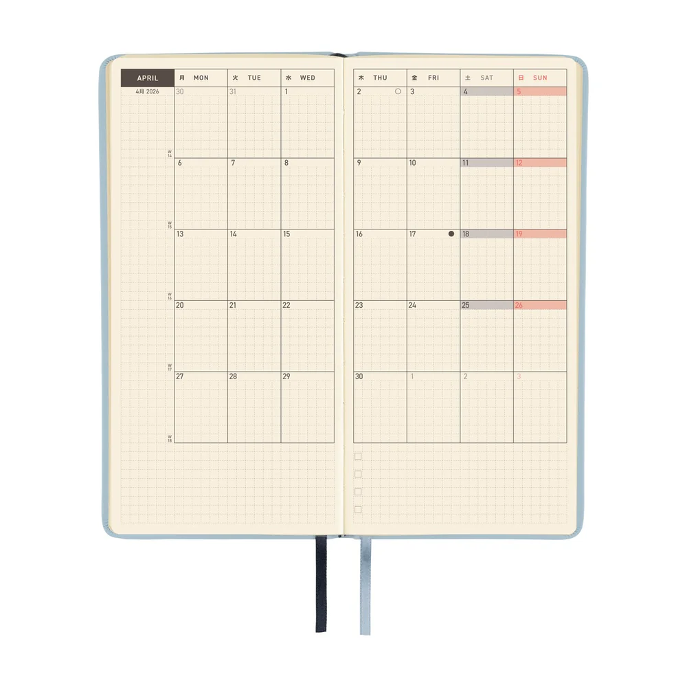 Hobonichi Techo 2026 Weeks Hardcover – Leather: Snow Blue - English Tall & Slim January Start - Image 3