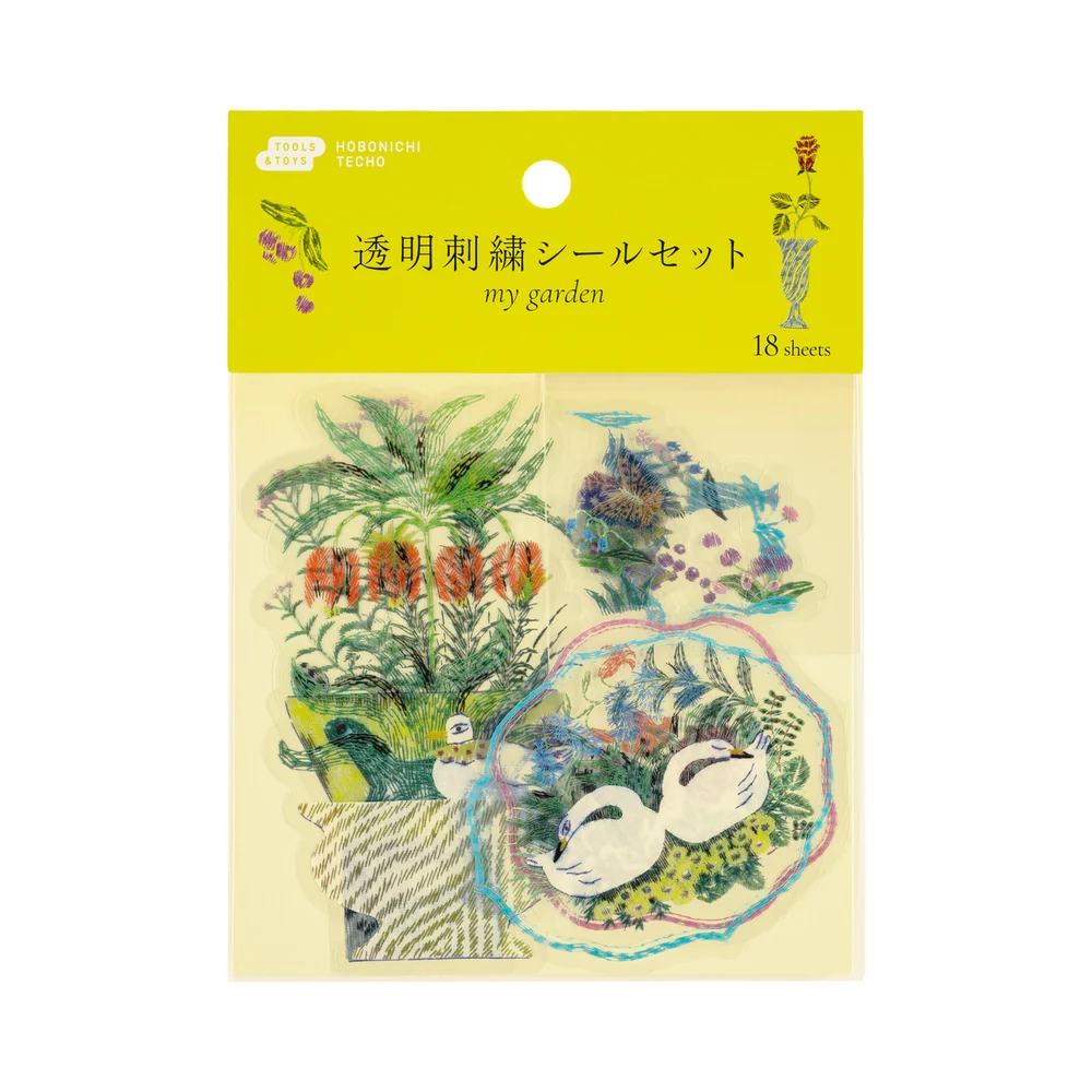 Hobonichi Transparent Embroidery Sticker Set - Iyo Okumi: My Garden