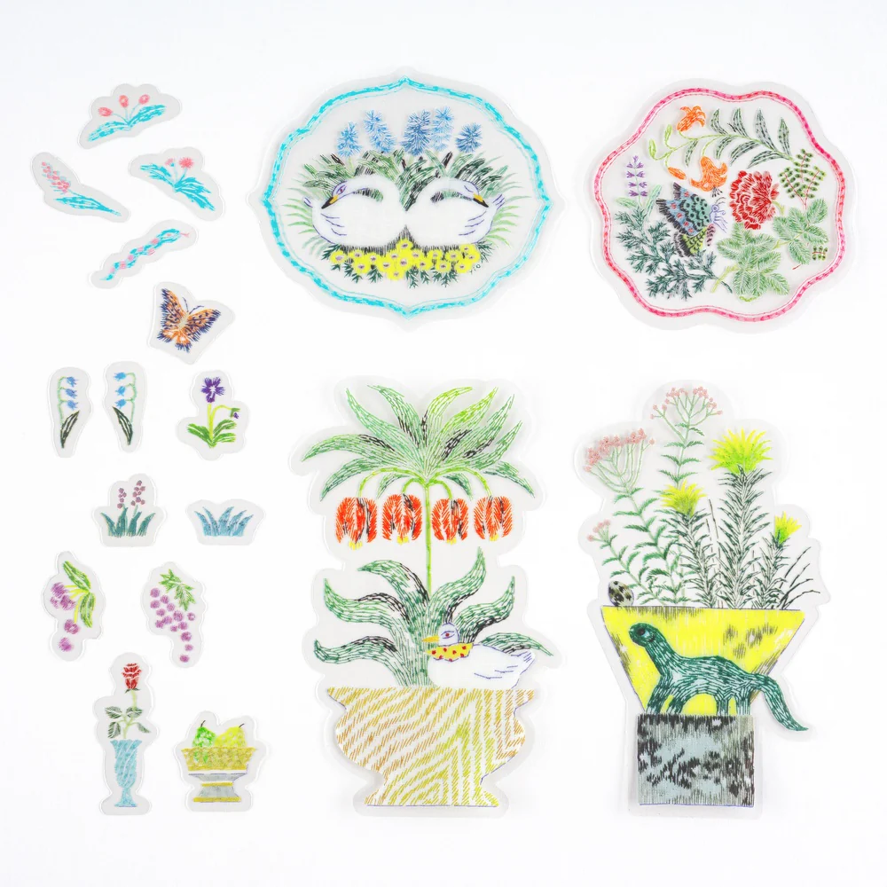 Hobonichi Transparent Embroidery Sticker Set - Iyo Okumi: My Garden - Image 2