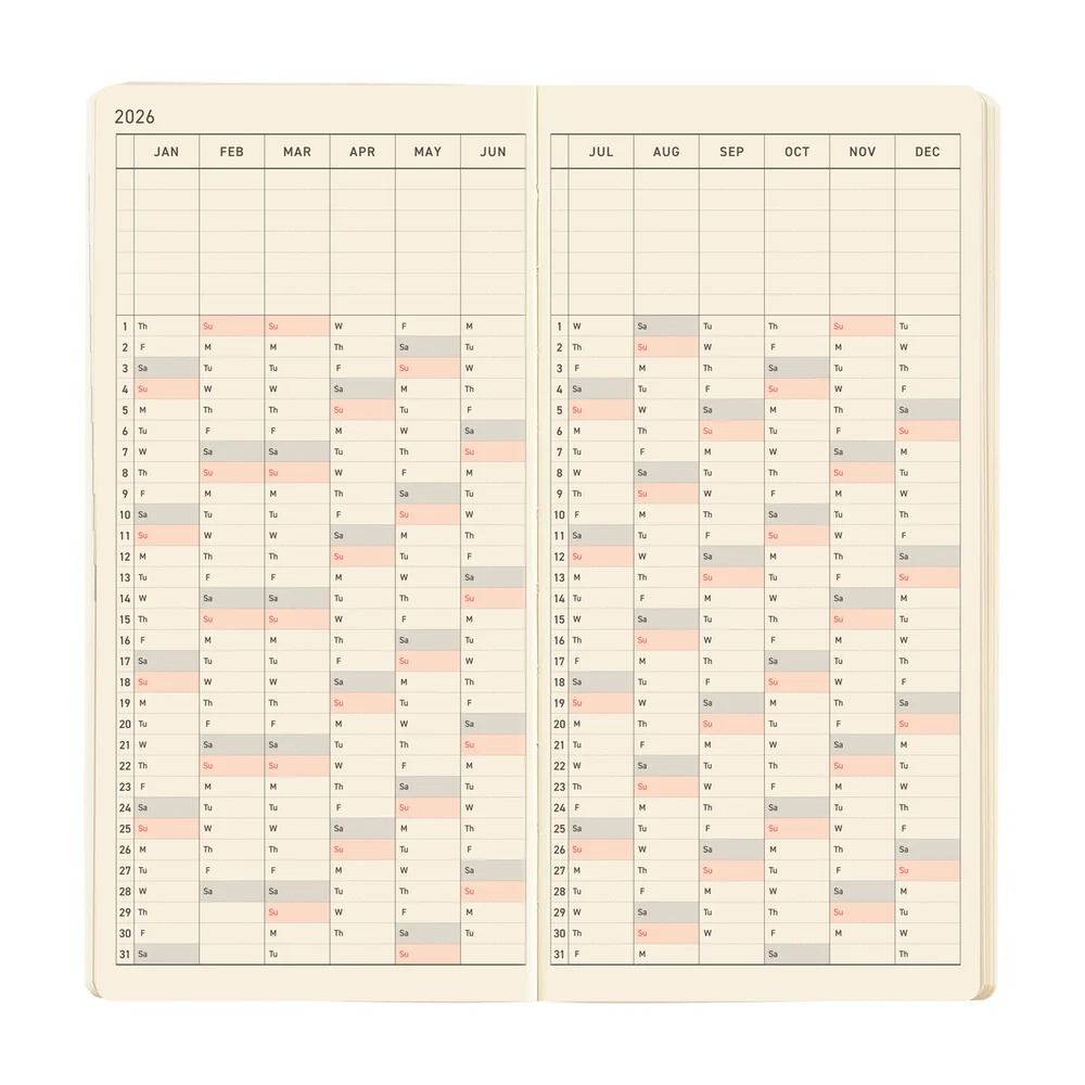 Hobonichi Weeks 2026 Sneaker: Tomato Red - Mega English Tall & Slim January Start - Image 4