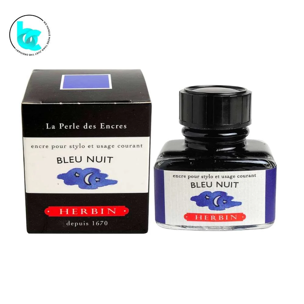 J.Herbin Fountain Pen 30ml ink bottle - Dark Blue (Bleu Nuit)