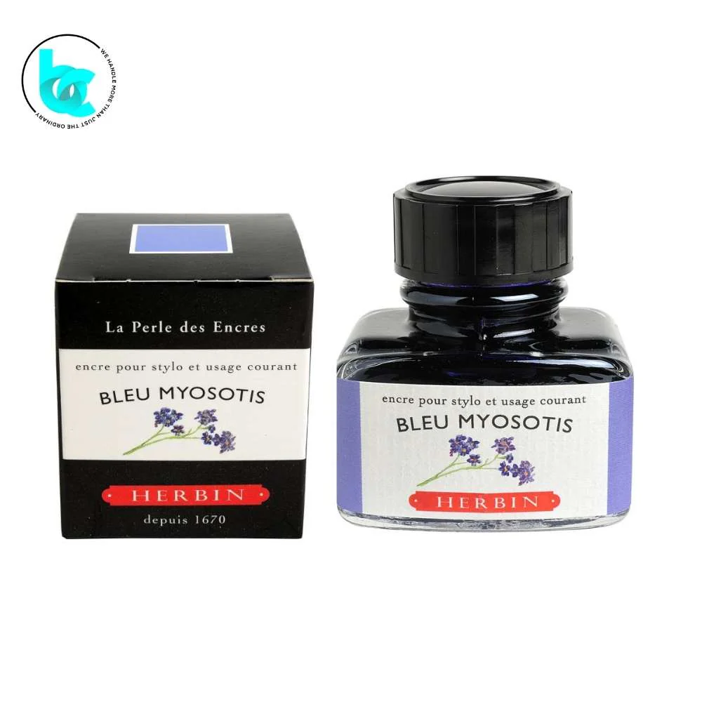 J.Herbin Fountain Pen 30ml ink bottle - Light Blue (Bleu Myosotis) Forget Me Not