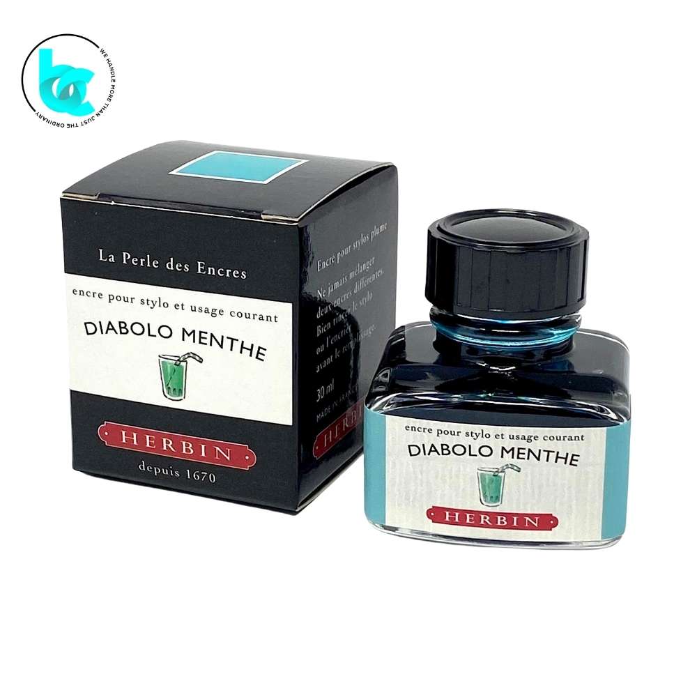 J.Herbin Fountain Pen 30ml ink bottle - Mint (Diabolo Menthe)