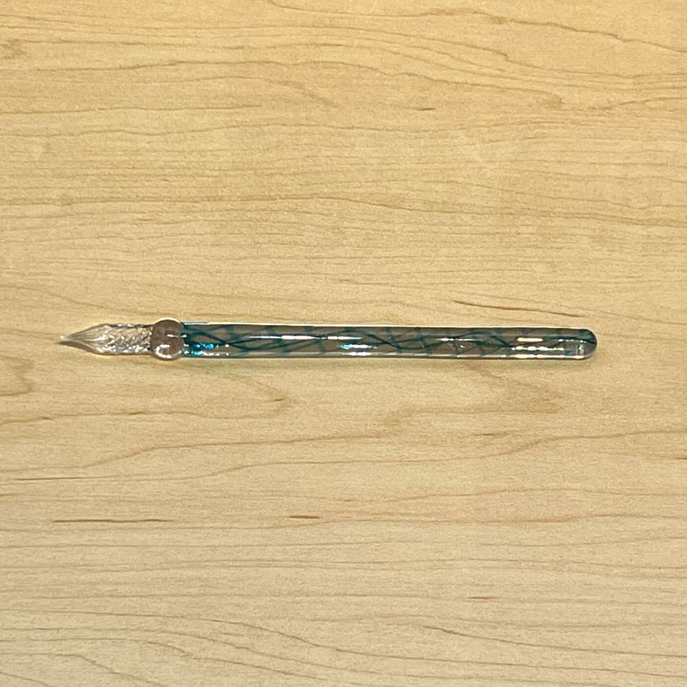 J. Herbin Straight Glass Dip Pen 7" - Bleu Calanque (blue cove)
