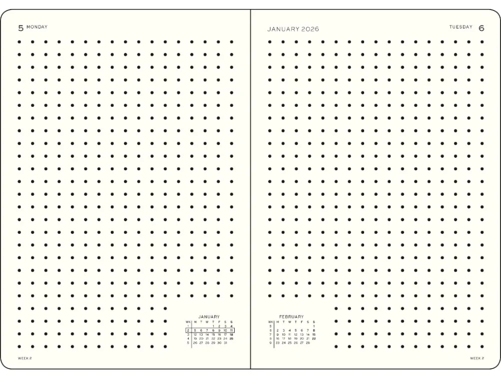 LEUCHTTURM1917 Daily Planner 2026 Dotted Medium (A5) English - Black - Image 2
