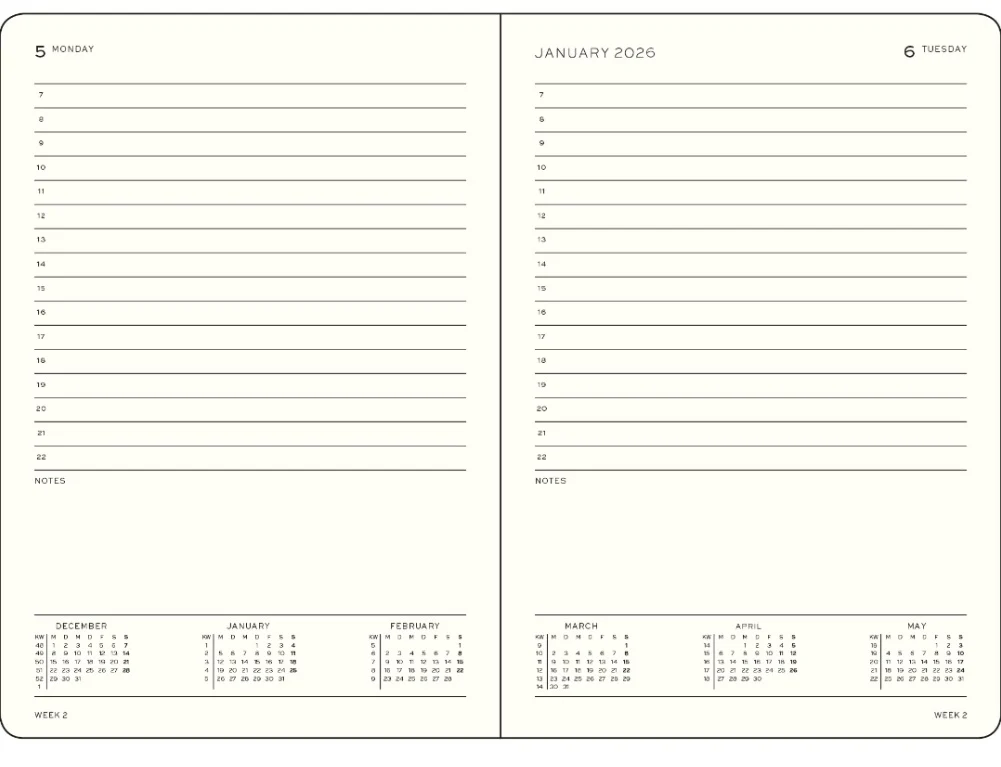 LEUCHTTURM1917 Daily Planner 2026 Pocket (A6) English - Port Red - Image 2