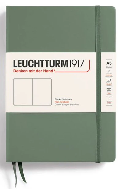 LEUCHTTURM1917 Hardcover Medium Notebook A5 Blank - Olive