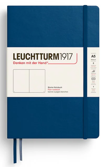 LEUCHTTURM1917 Hardcover Medium Notebook A5 Plain - Indigo
